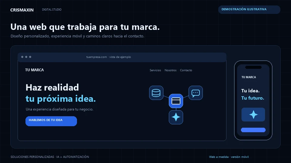 Vista previa ilustrativa: Páginas web a medida